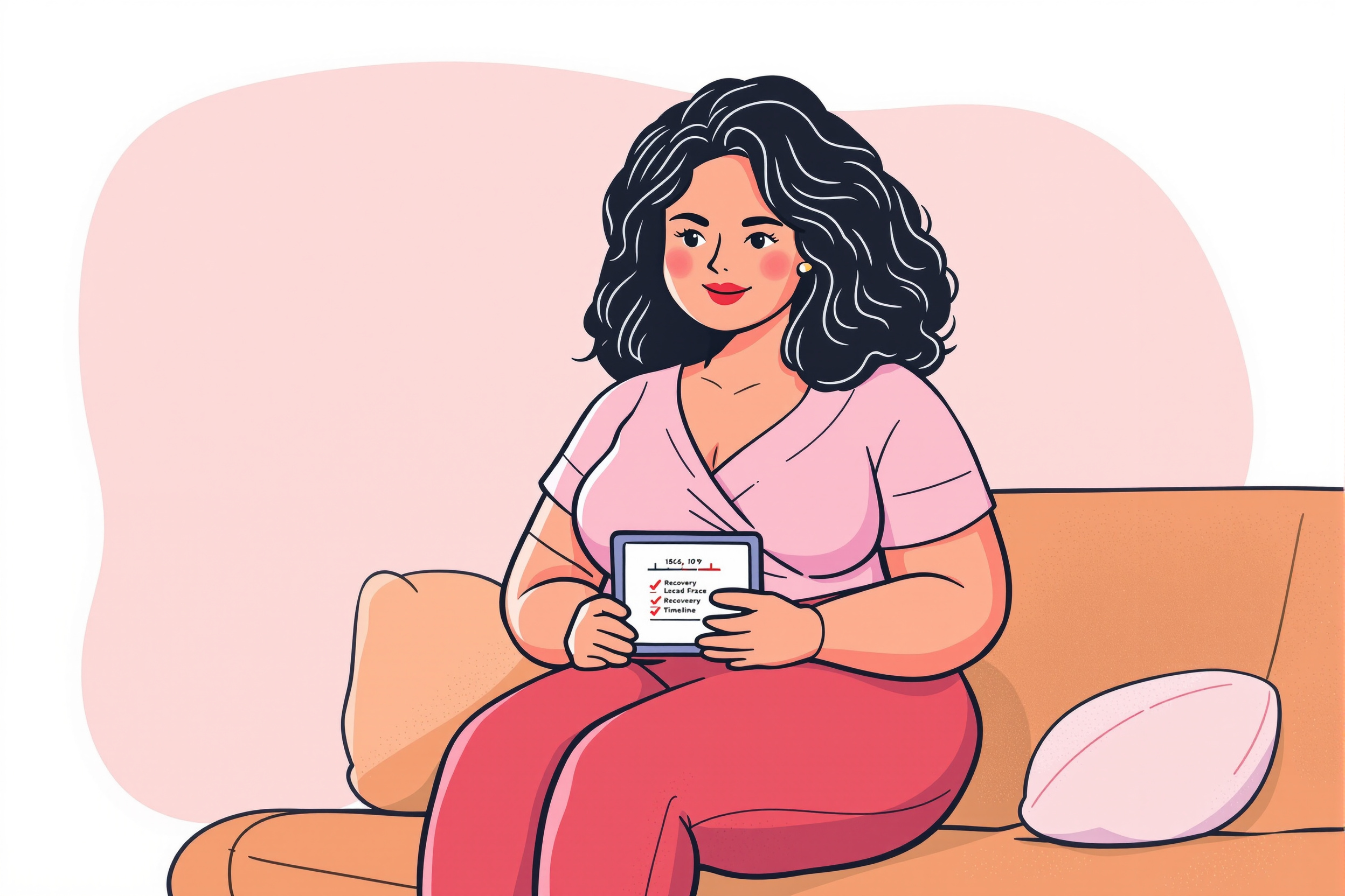 Frau mit Lipödem trägt Kompressionsstrümpfe zu Hause beim Lesen.