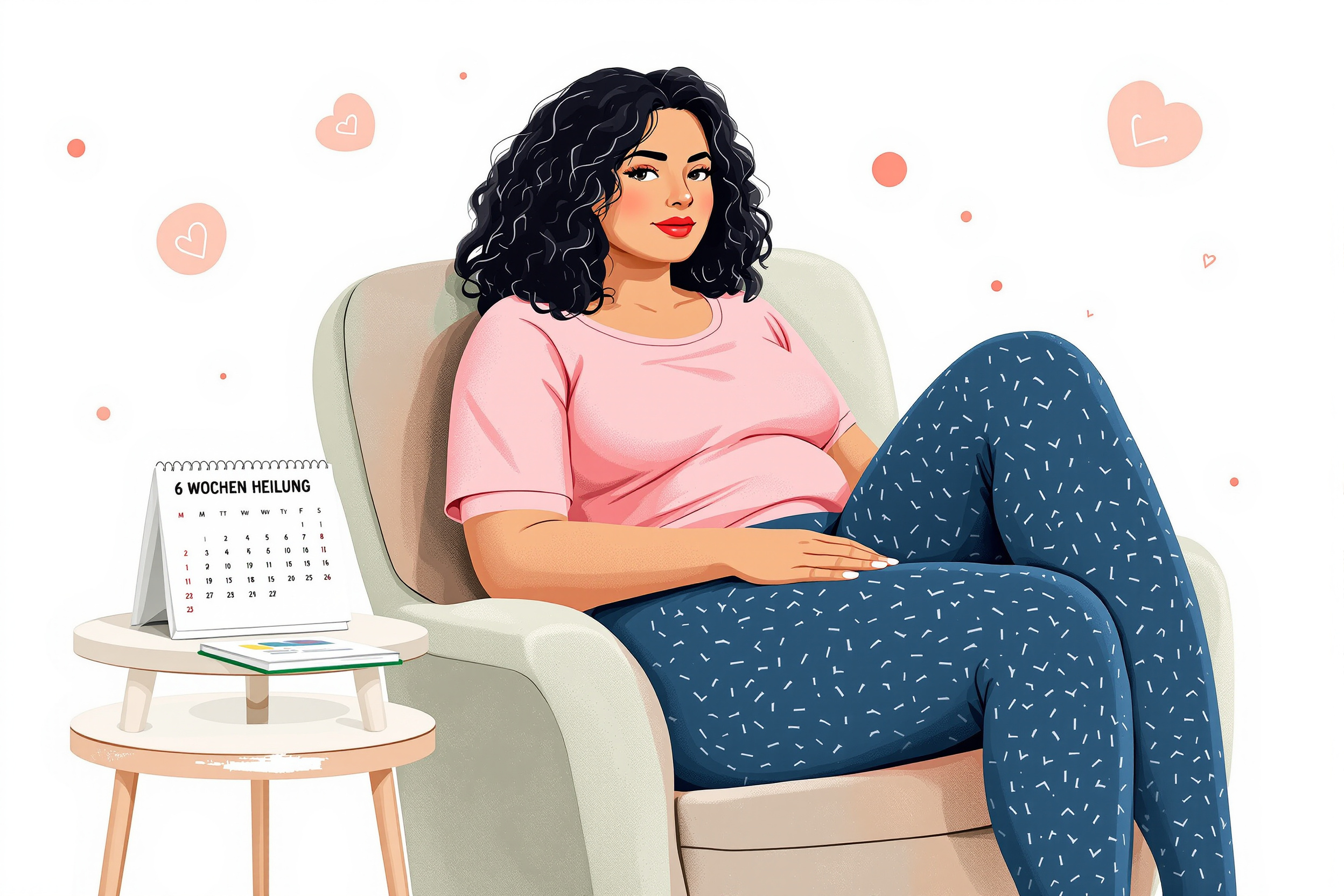 Frau mit Kompressionshose und Kühlpack auf dem Sofa.