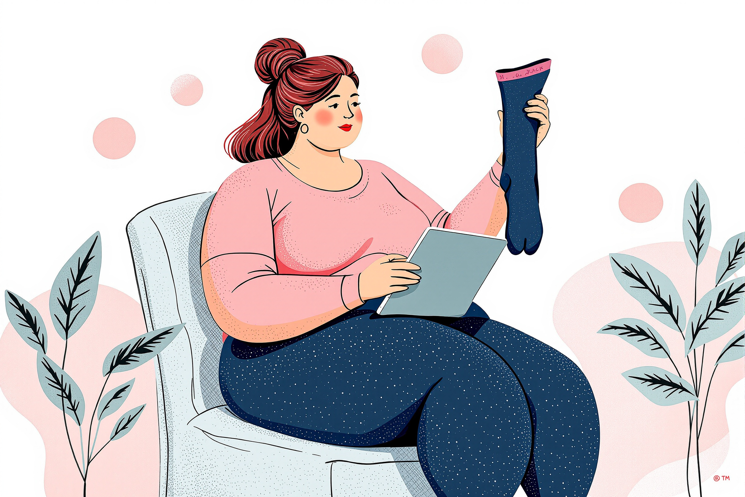 Frau mit Lipödem trägt Kompressionsstrümpfe zur Therapie.