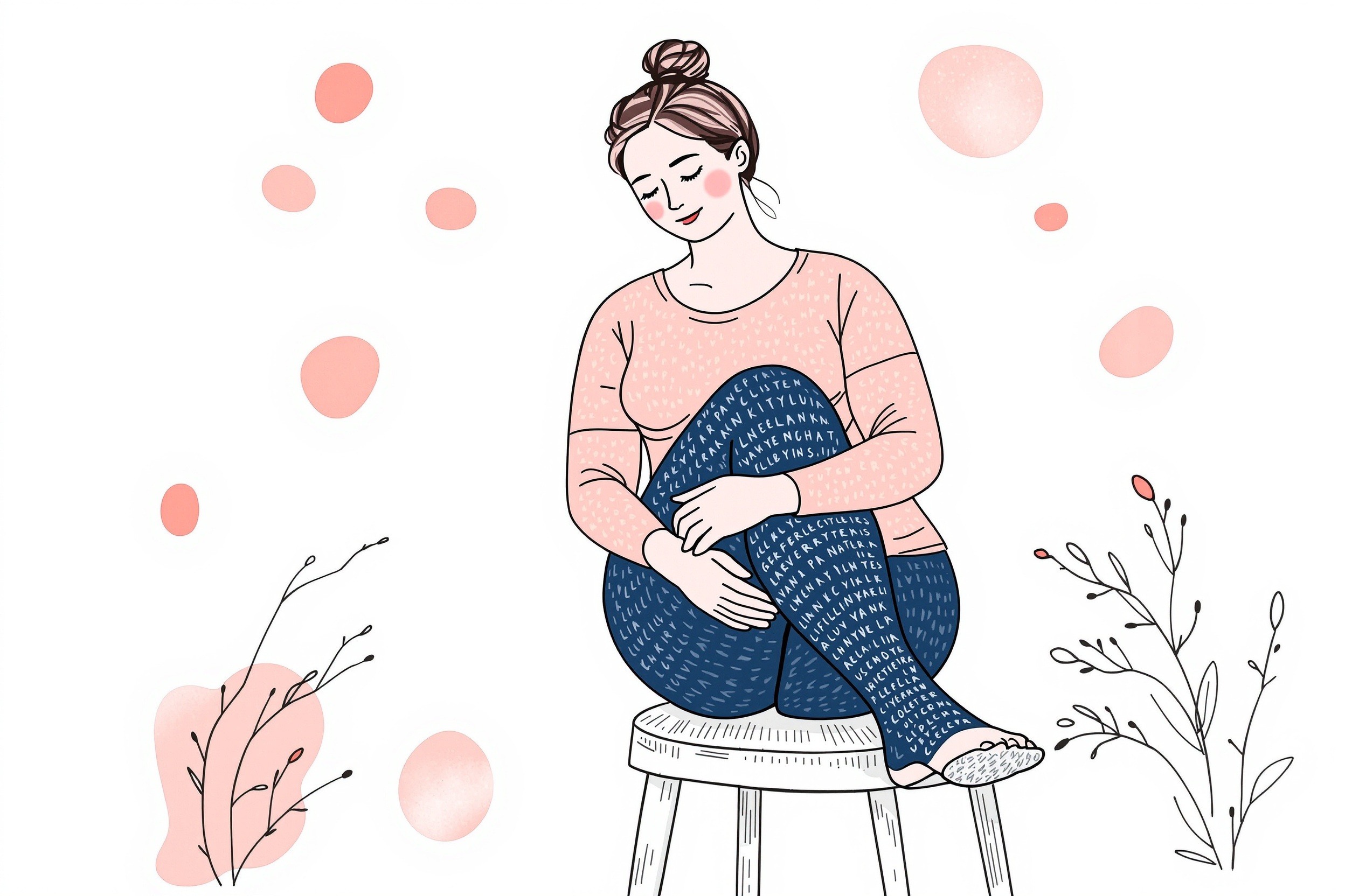 Frau mit flachgestrickten Kompressionsstrümpfen zur Schmerzreduktion bei Lipödem.