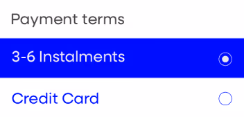 a user interface elements showing payment options