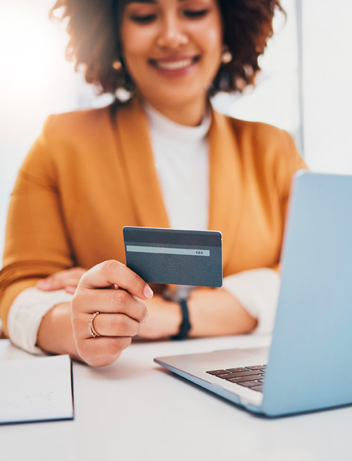 Woman making a card payment online