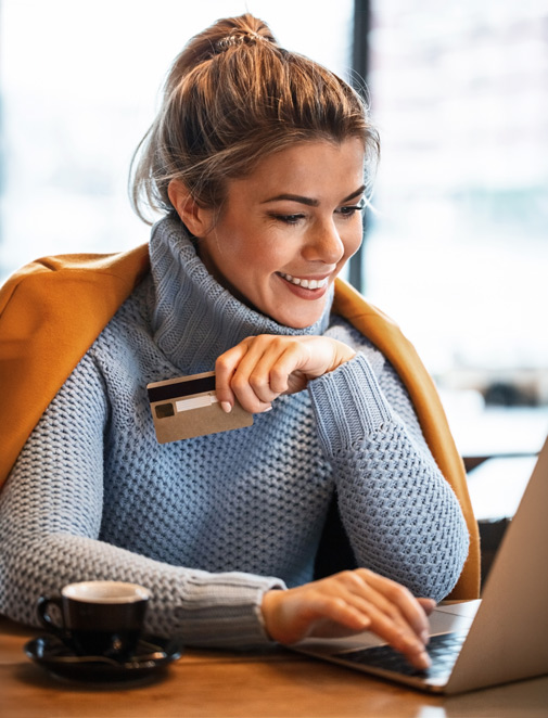 Woman making a card payment online