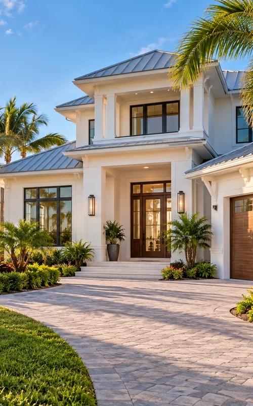 Waterfront homes and palm-lined neighborhoods in Sarasota, Florida