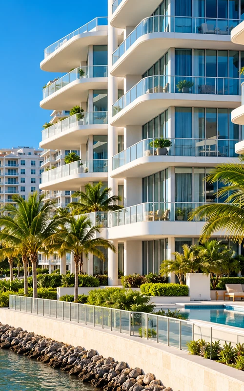 Contemporary condominium balconies in Miami, Florida