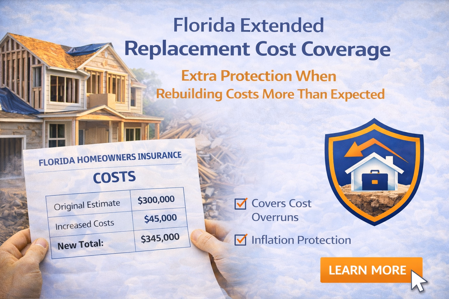Florida extended replacement cost coverage 