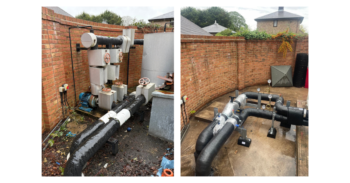 New Daikin chiller before and after installation
