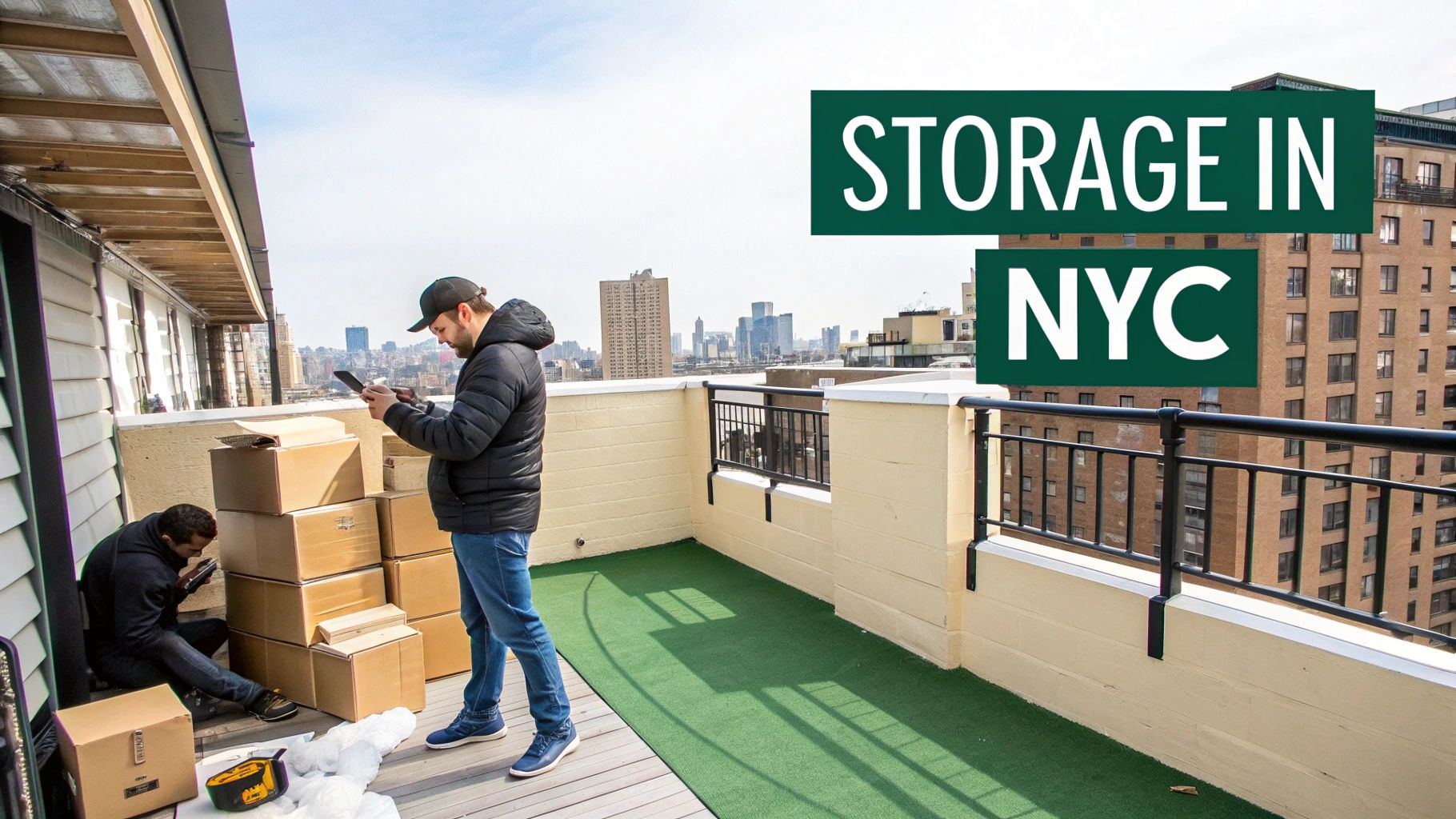 Modern apartment building in NYC, illustrating the need for storage space