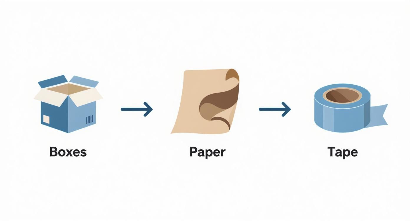 Infographic about how to pack kitchen for moving