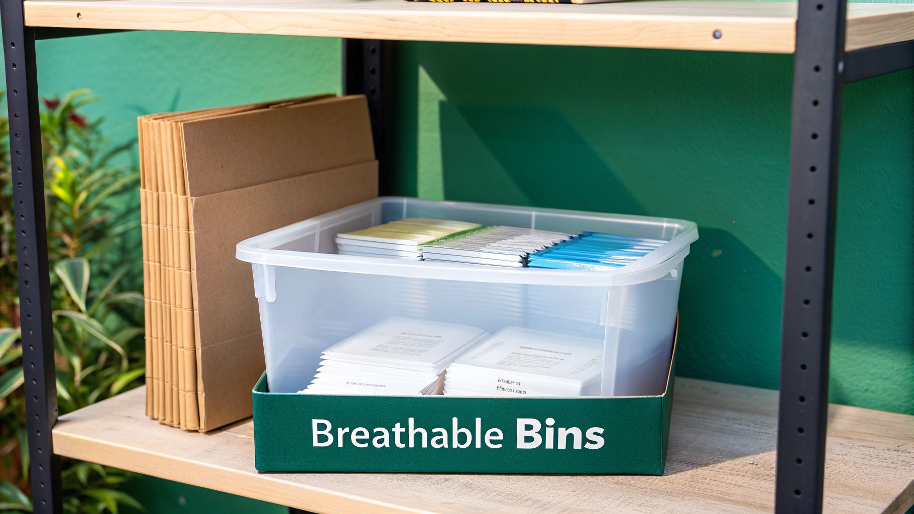 Stuffed animals being packed into a storage container.