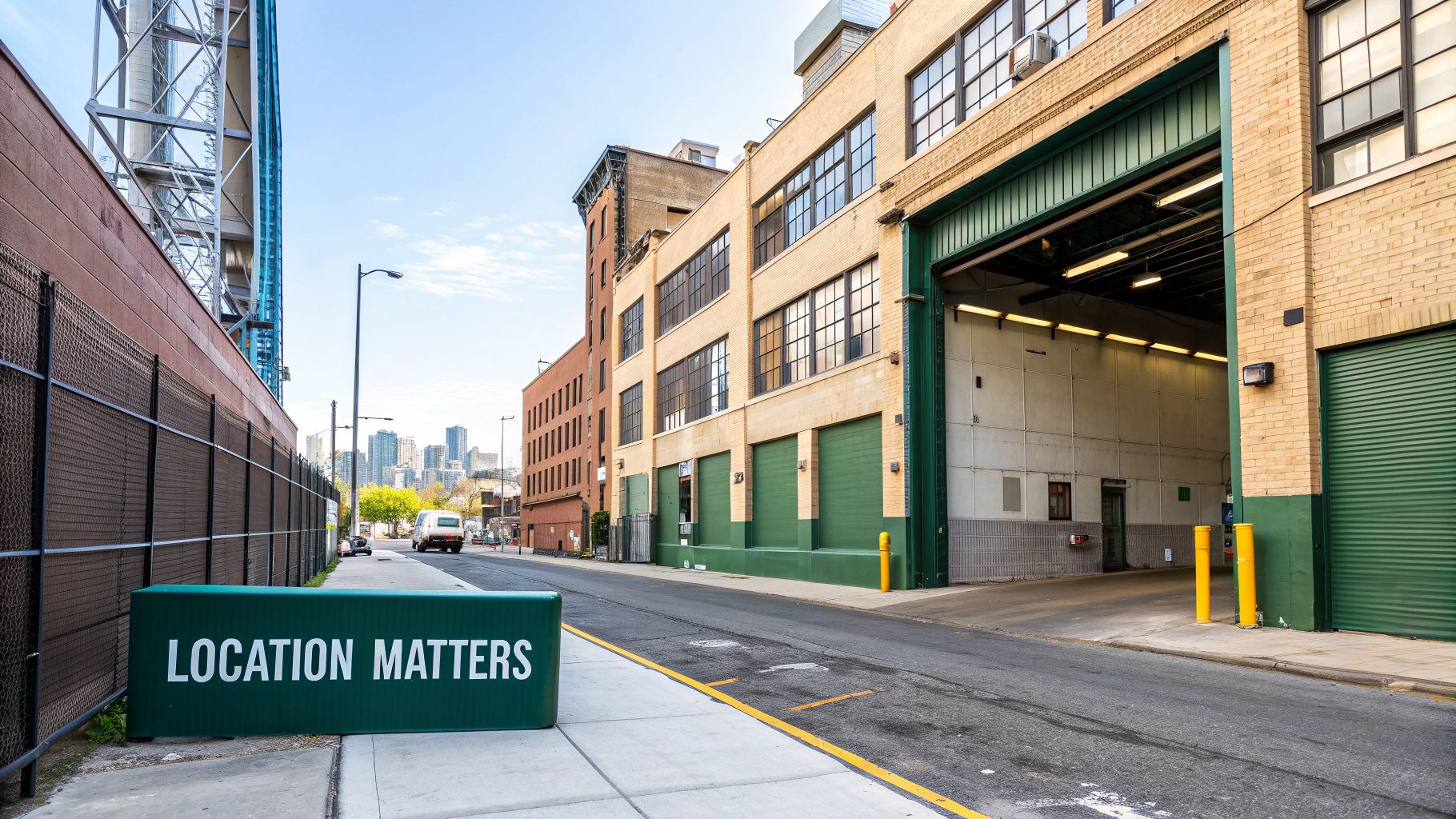 Old brick warehouse building converted into a modern storage facility