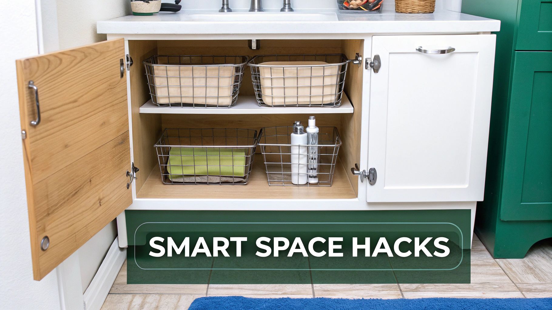 Compact cabinet with hanging baskets