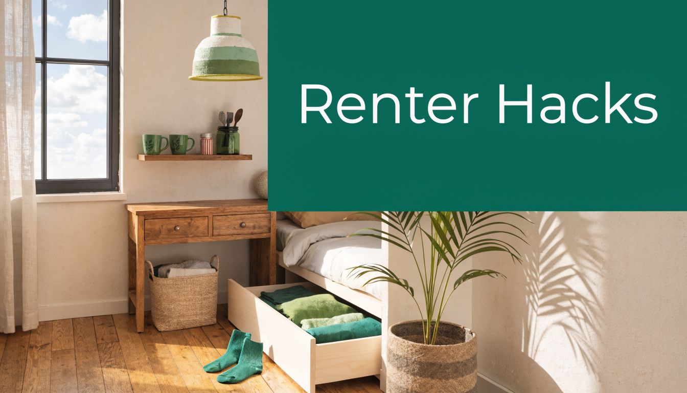 A cozy bedroom featuring smart storage solutions like under-bed drawers and a compact wooden desk.