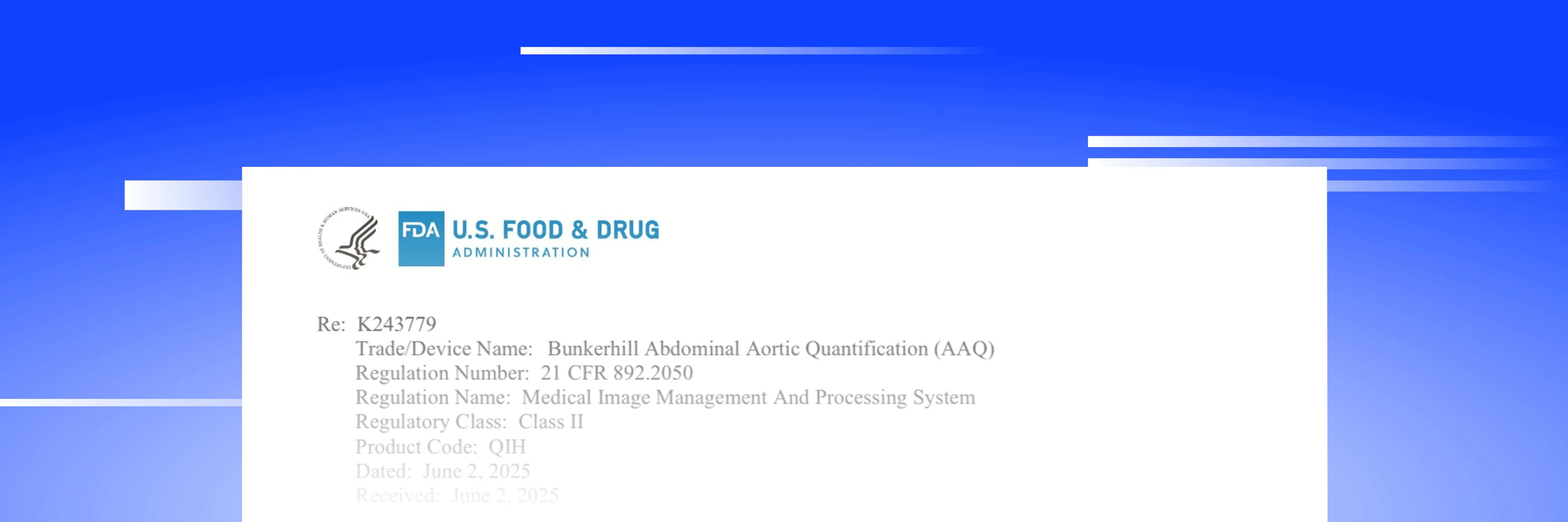 FDA Clears Bunkerhill AAQ, First AI to Automate Abdominal Aortic Diameter Quantification on Contrast and Non-Contrast CT