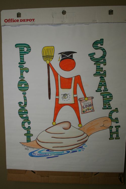 Marker drawing of "Project Search" poster with geoduck