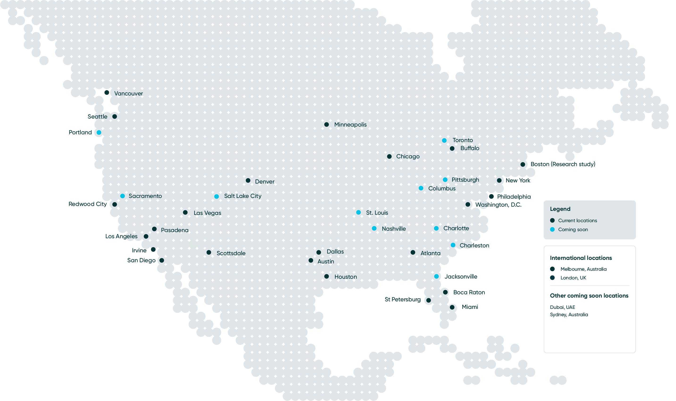 Prenuvo map of locations, current and coming soon