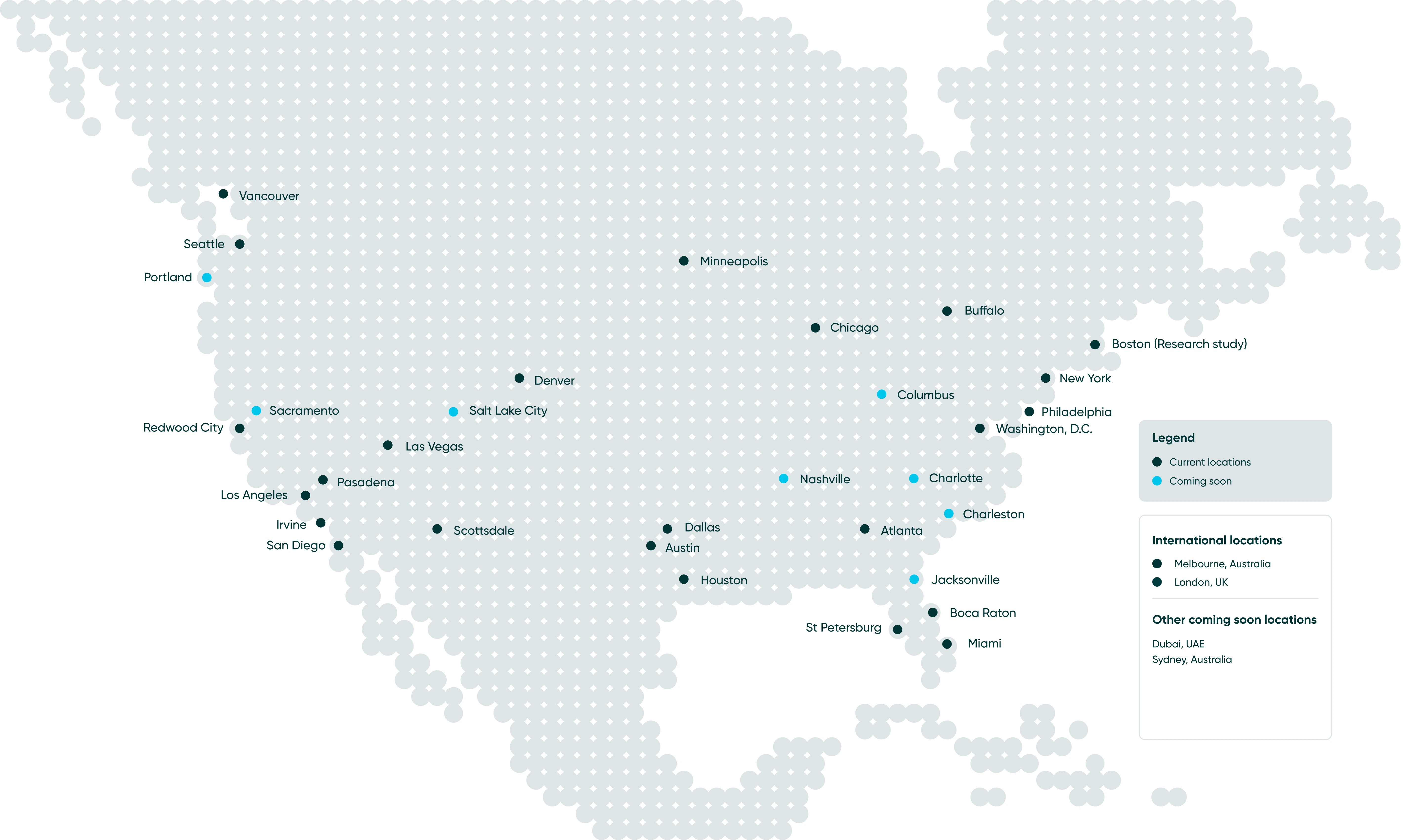 Prenuvo map of locations, current and coming soon