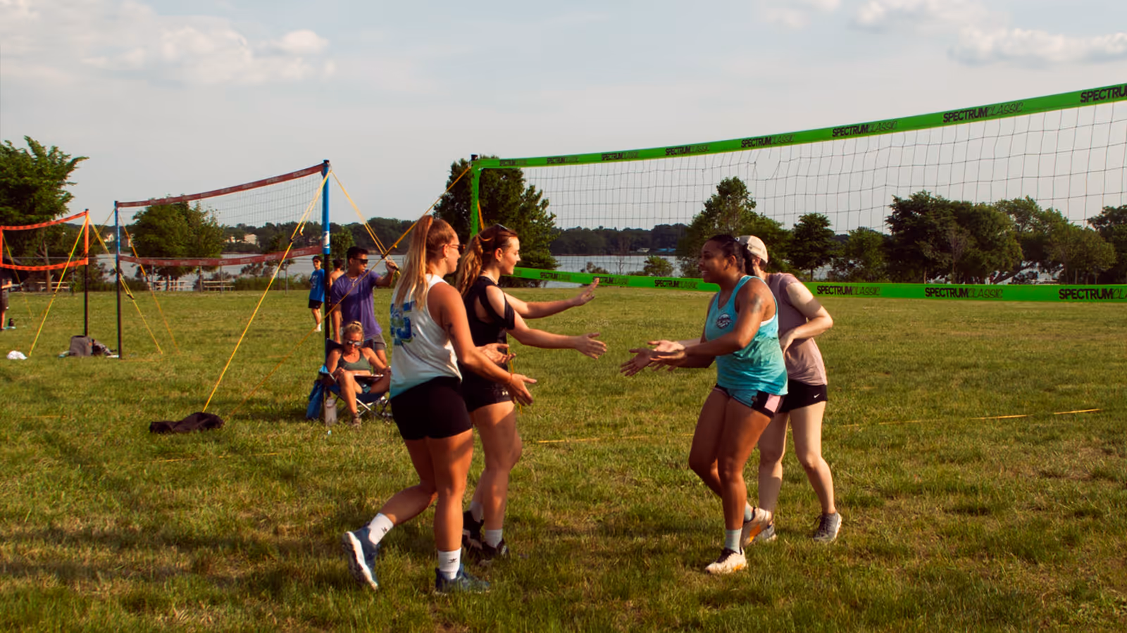 Women's grass doubles volleyball