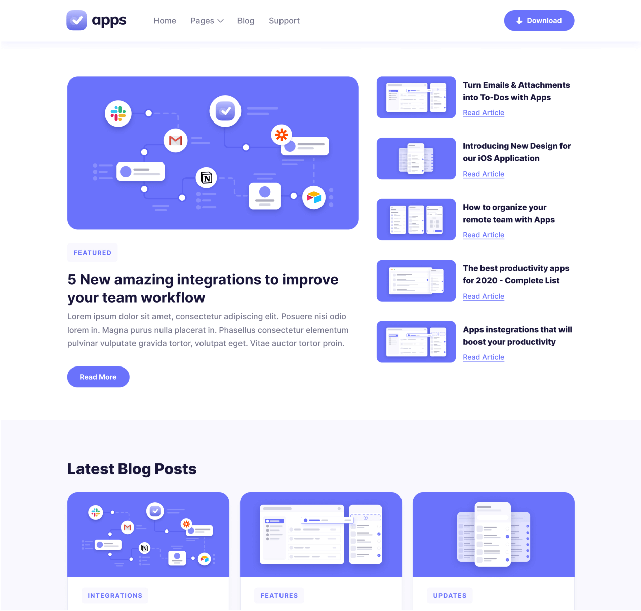 Apps - Blog page - Mobile App Webflow Template
