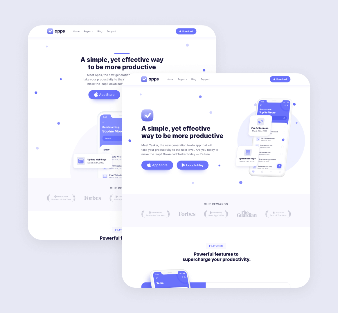 Apps - 25 pages included - Mobile App Webflow Template