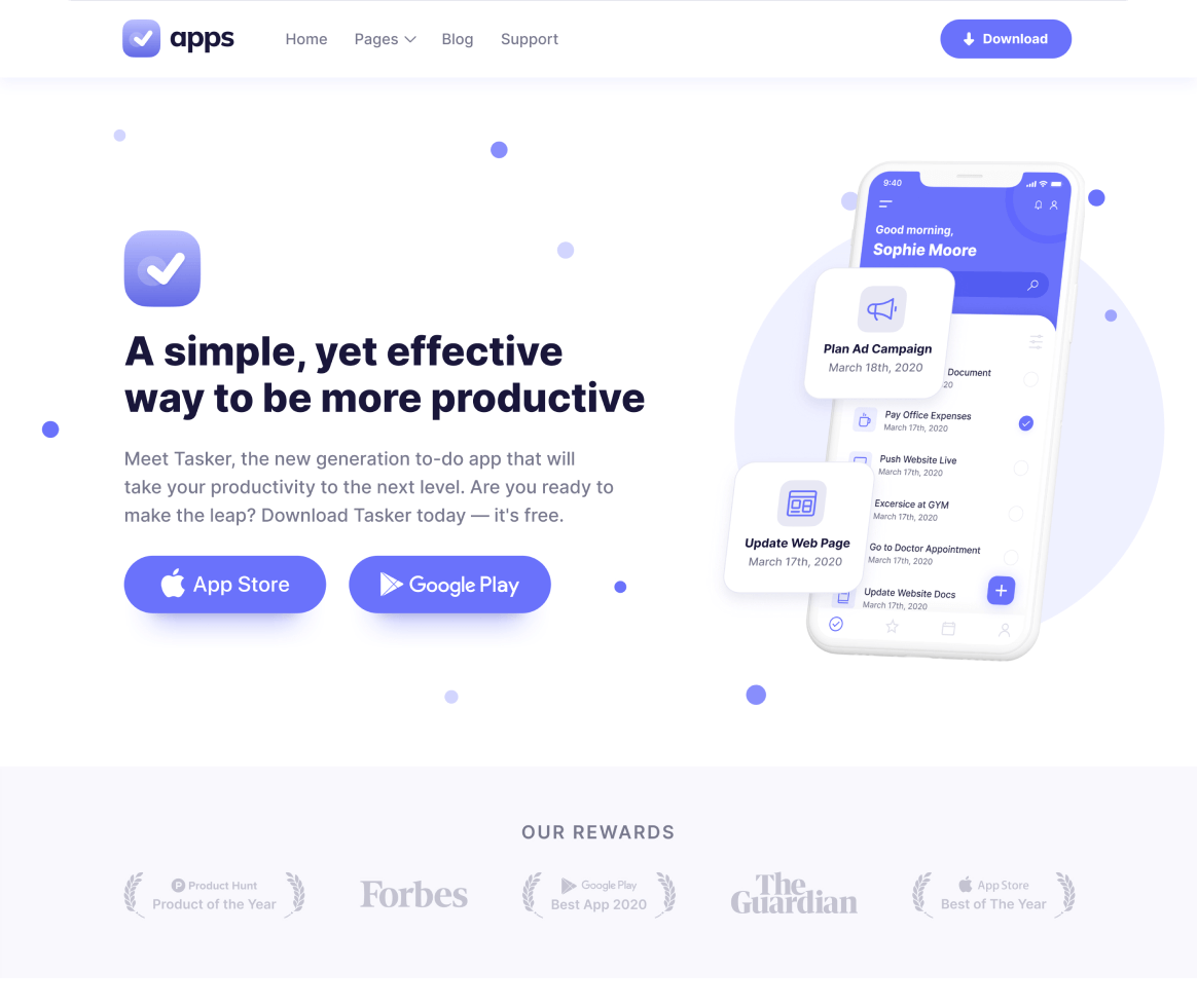 Apps - Home V1 - Mobile App Webflow Template