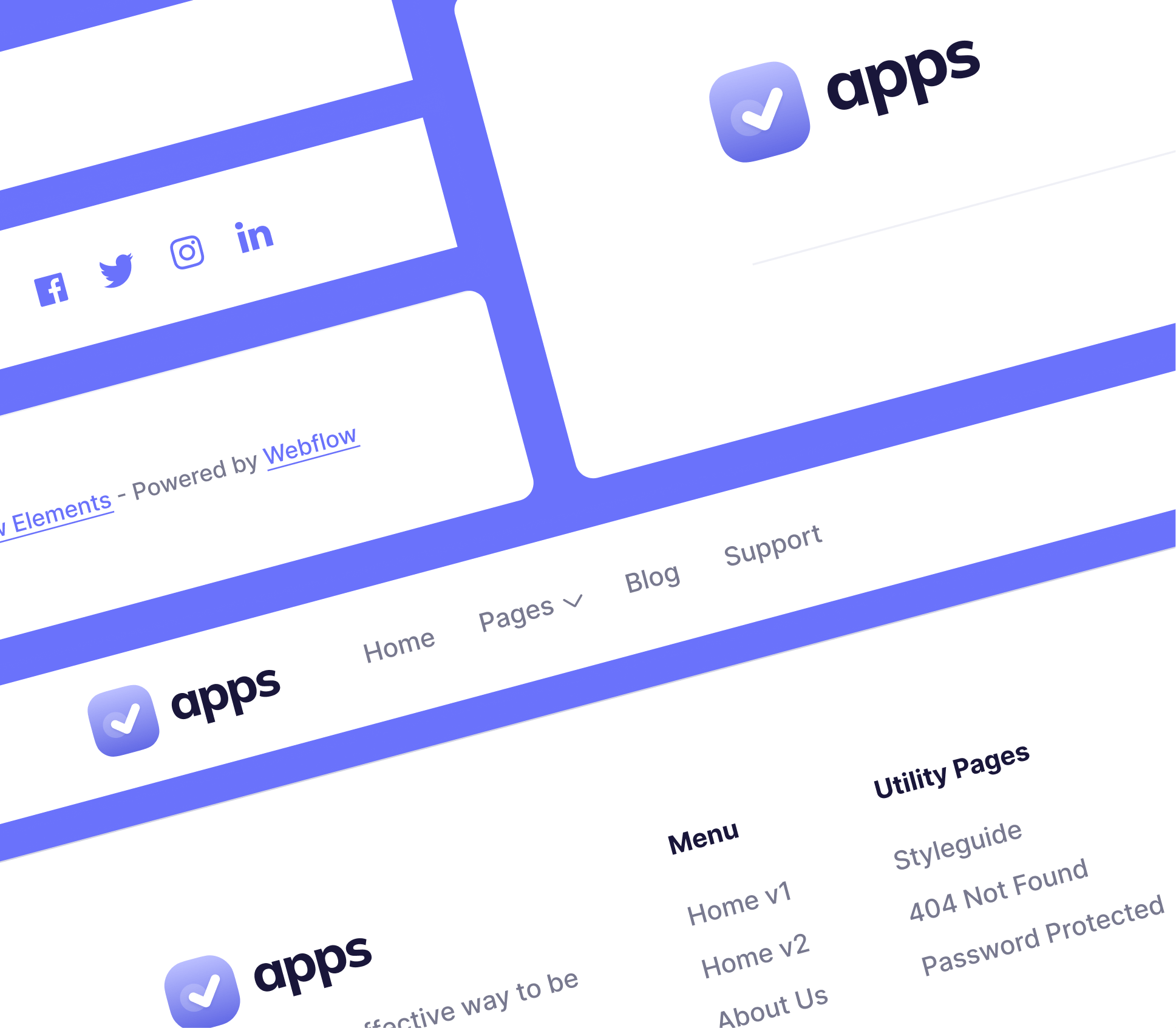 Apps - 3 Headers and Footers - Mobile App Webflow Template