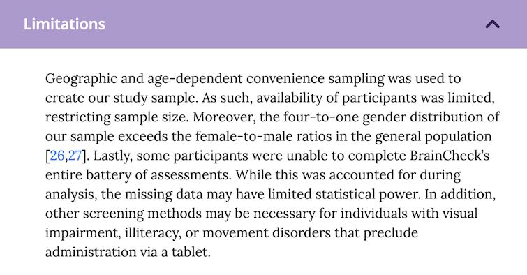 Identification of study limitation in Scholarcy