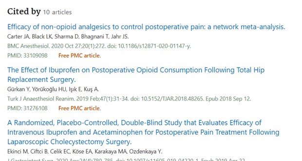 Figure 3 Articles that have cited a paper (view from PubMed)