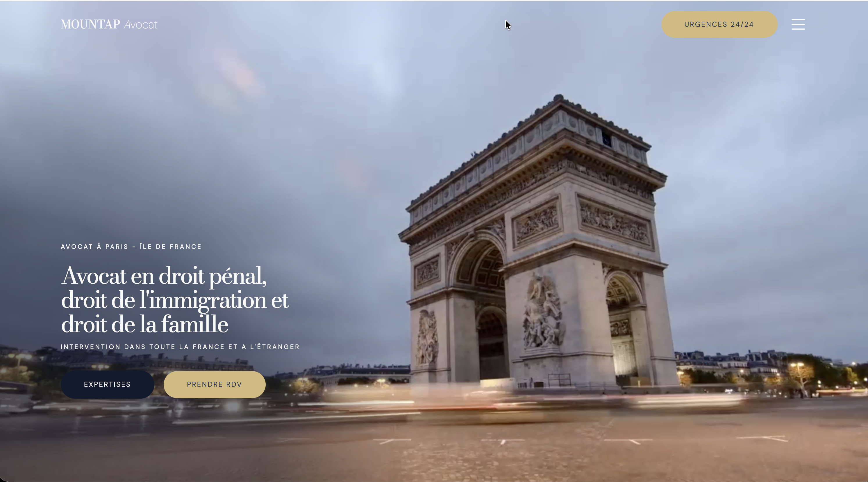 page d'accueil du site confectionné pour l'avocat