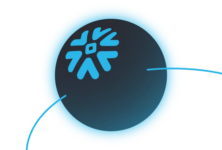 Planet illustration representing Snowflake data services