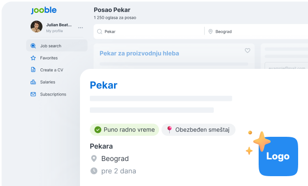 A panel of Jooble website