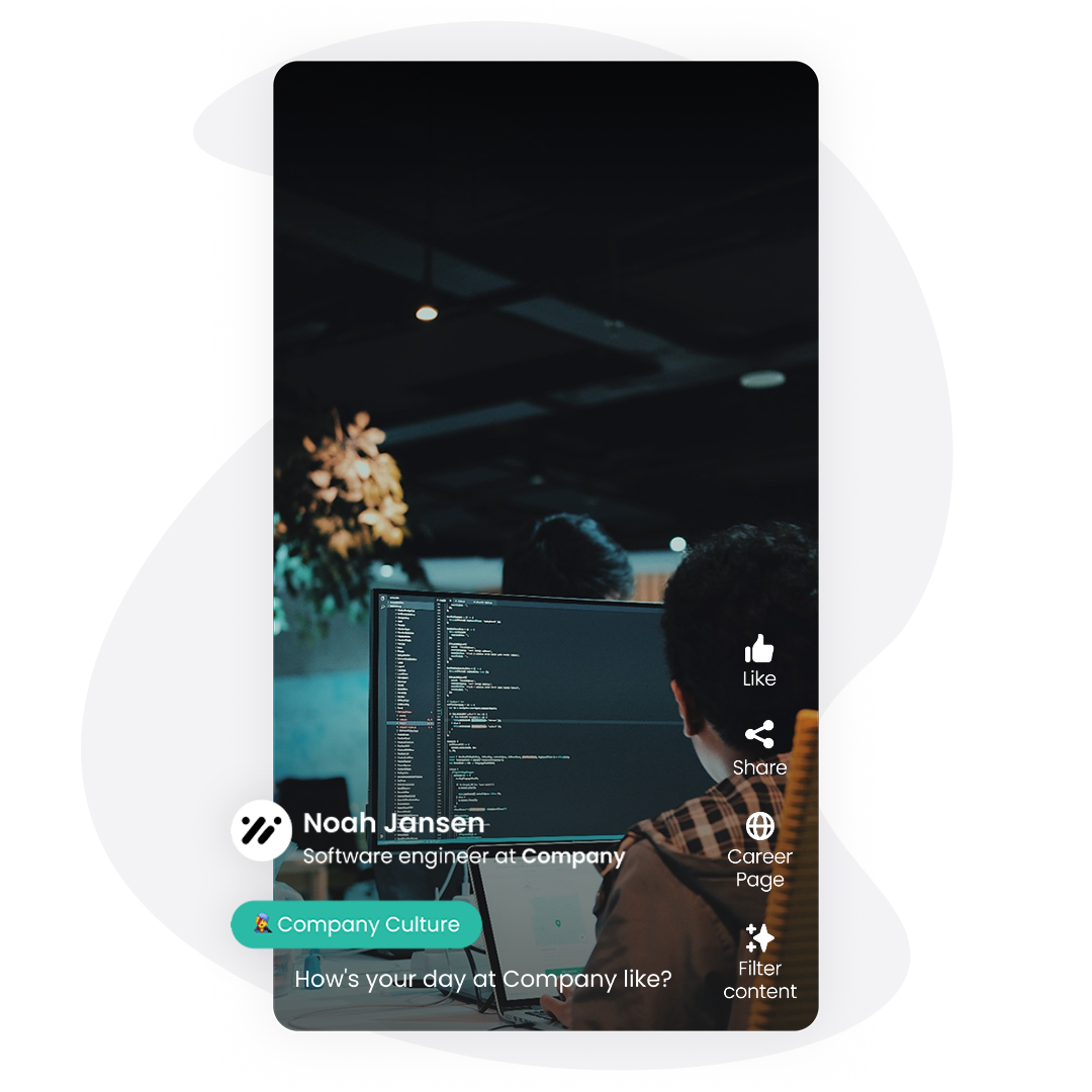 Image of a short video format with a young man working as a developer