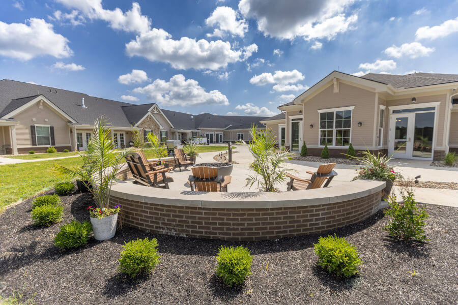 A fire pit at Pine Hill, one of Ohio's newest independent living options.