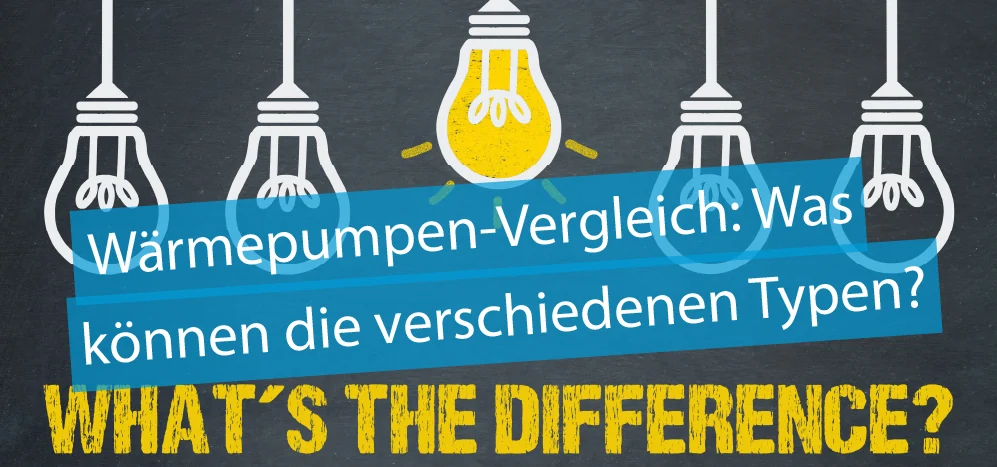 Titelbild Artikel "Wärmepumpen-Vergleich" - im Bild eine Grafik von mehreren Glühbirnen