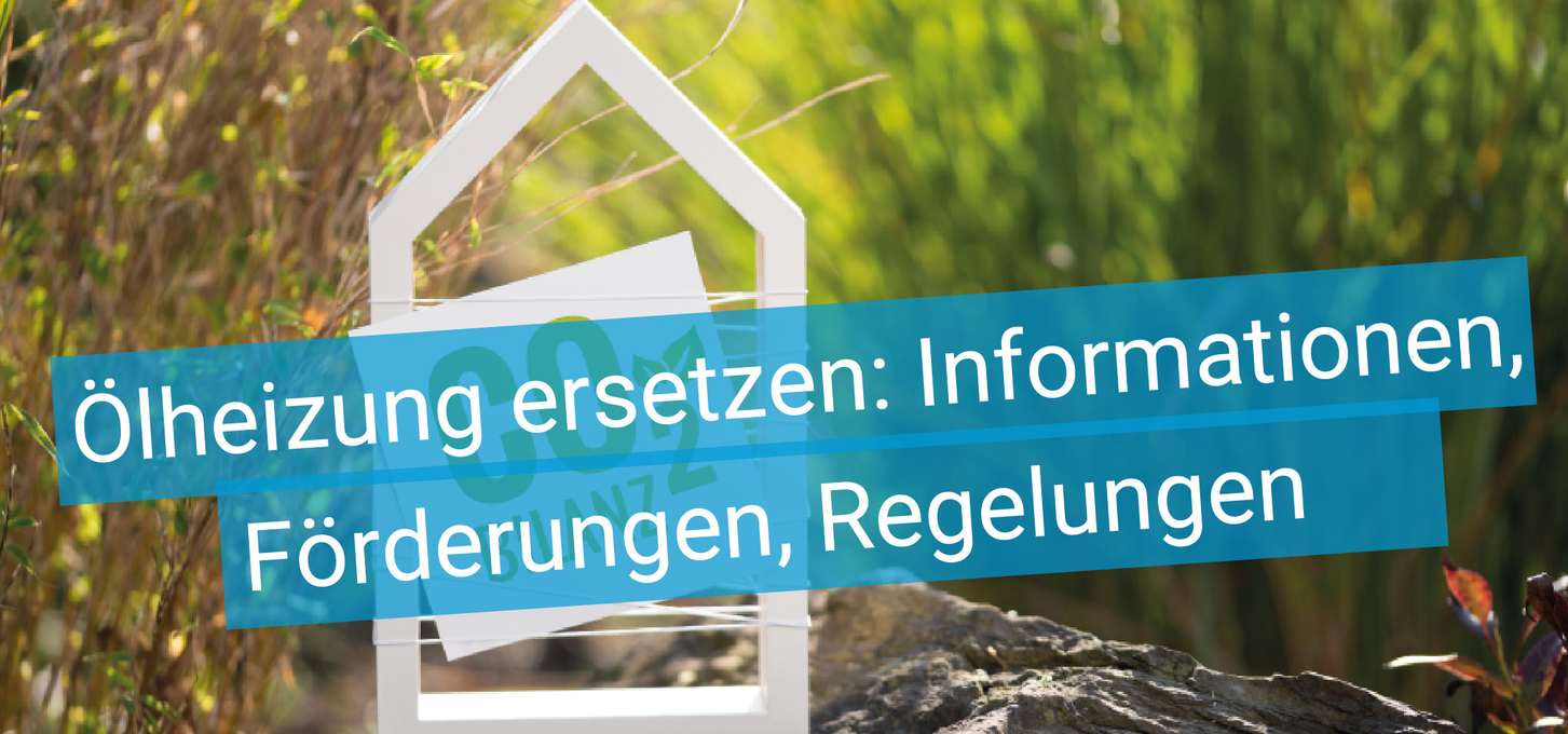 Titelbild Artikel "Ölheizung ersetzen" - im Bild ein CO2-Schild in grüner Umgebung