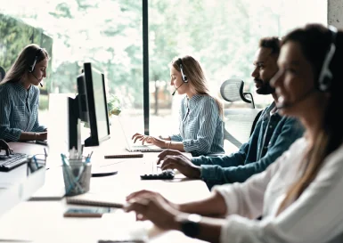 Frauen in einem Call Center