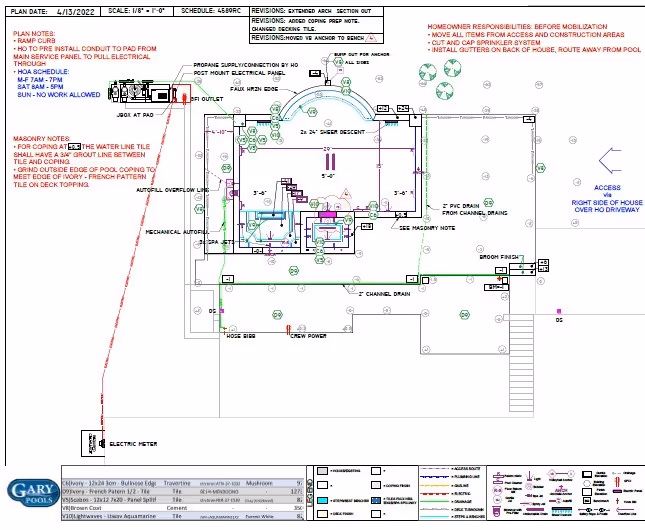 Pool plan from a pool builder in Bee Cave, TX