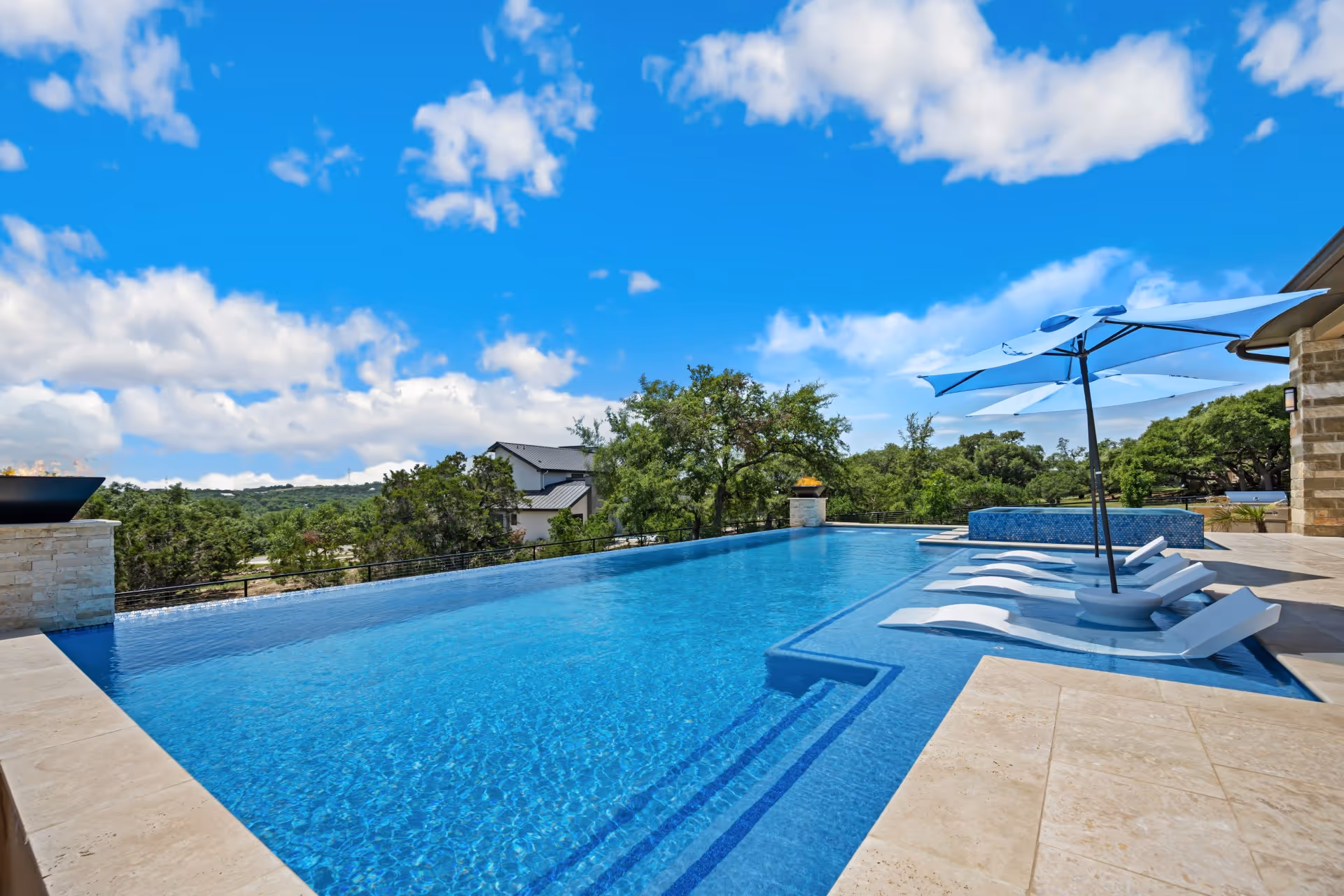 New luxurious infinity pool build overlooking the Hill Country in Bee Cave, Texas