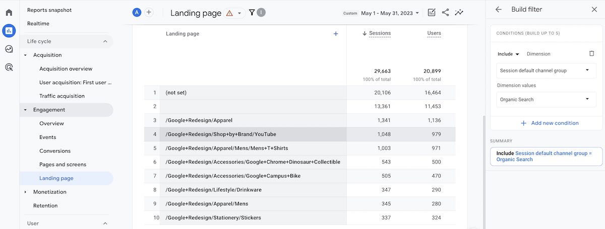 landing page report