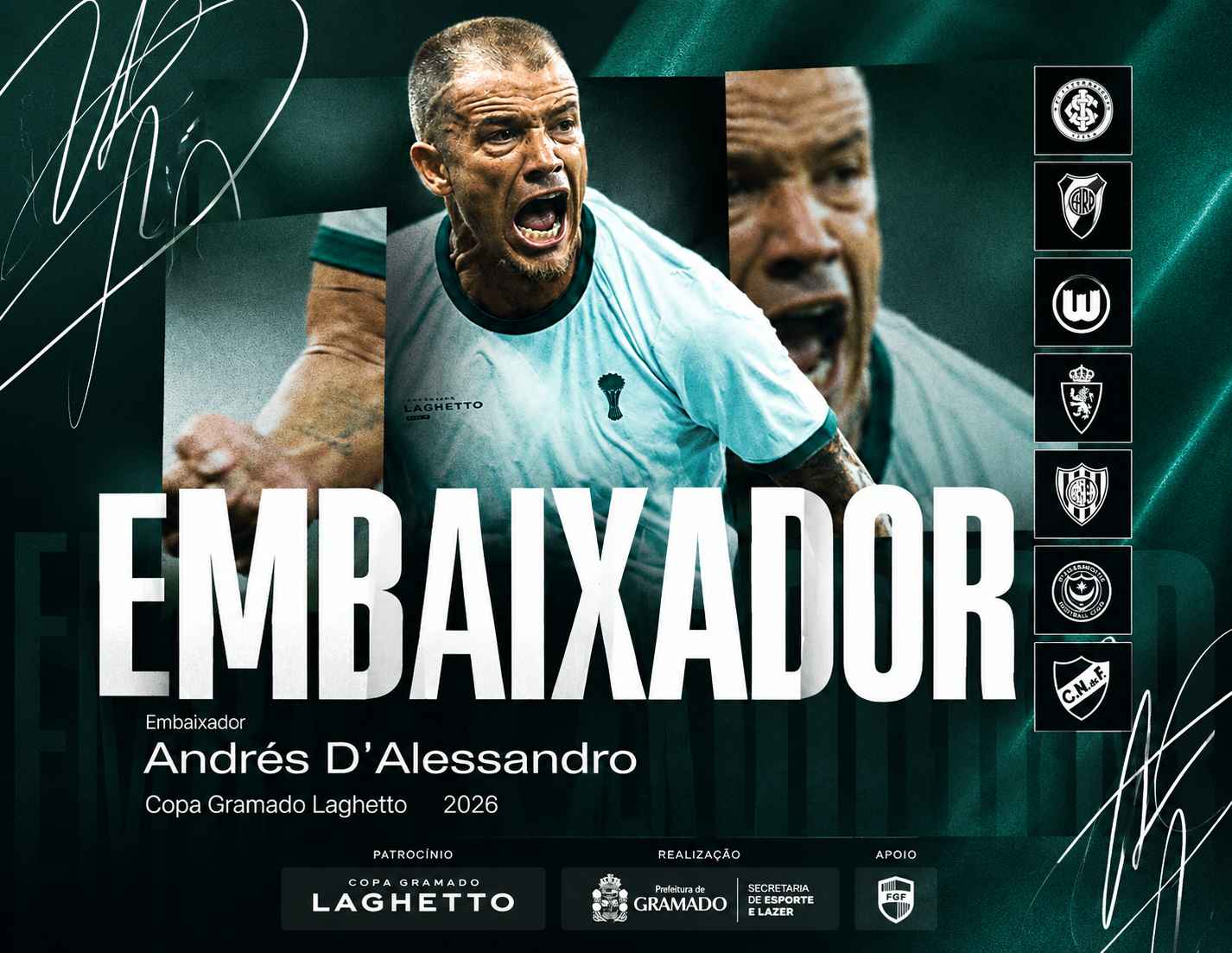 D’Alessandro será embaixador da 6ª Copa Gramado Laghetto Sub-16
