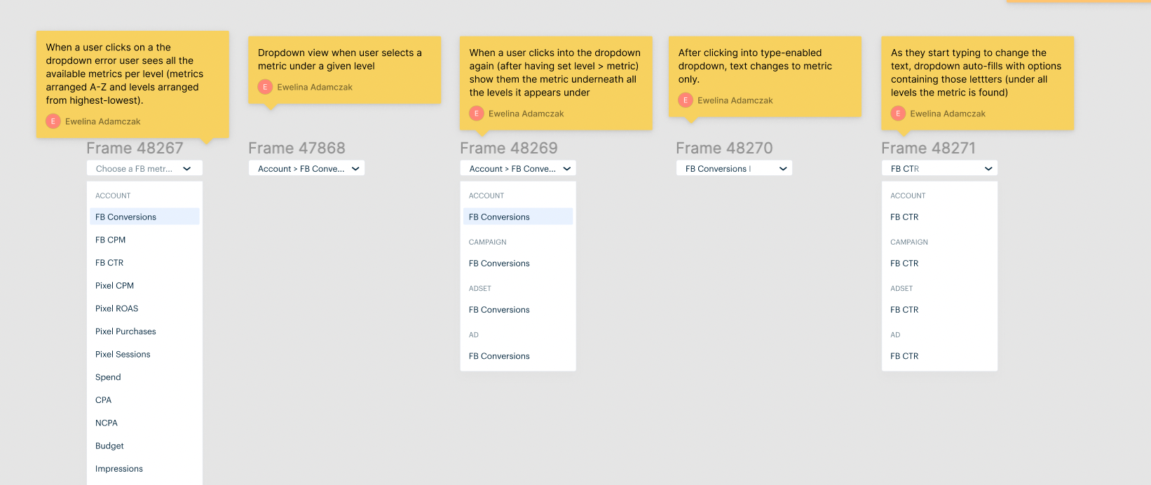 Dropdown user flow