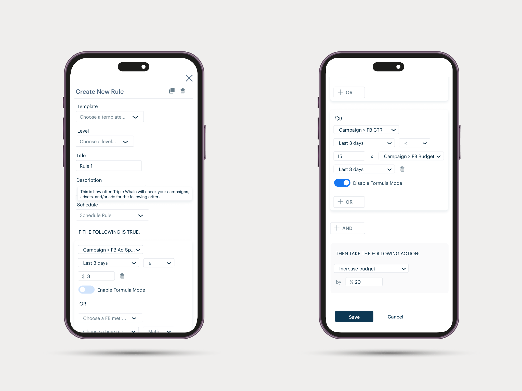 two mobile responsive screens