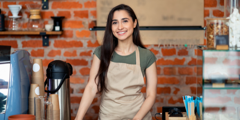 cafe small business owner woman smiling