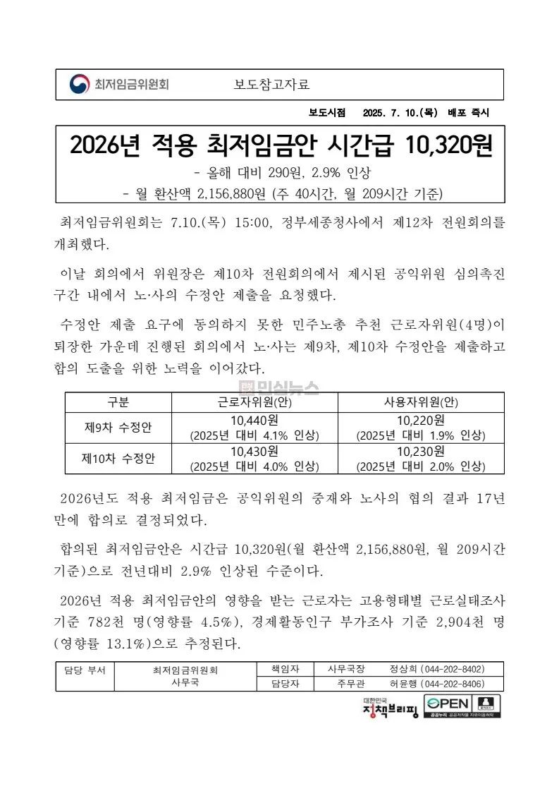 Korea 2026 Minimum Hourly Wage Announcement.jpg