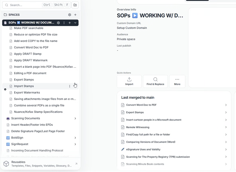 Notion or Confluence SOP tree — upload screenshot here