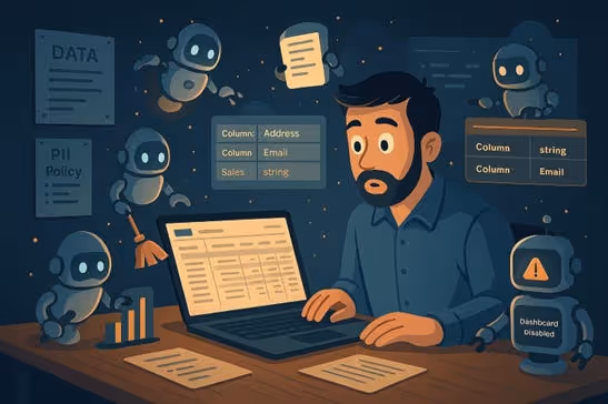 The image depicts the confusion with manual processes, and how AI agents shown have potential solutions for them