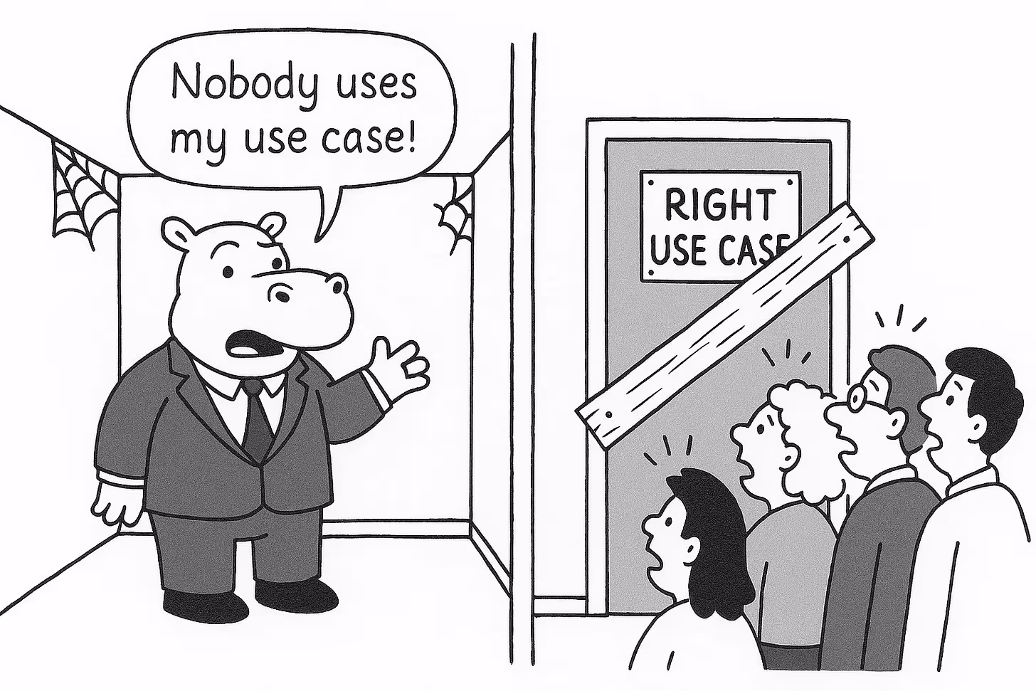 The illustration captures the challenges with multiple use cases in enterprises, where none of them are incorrect, yet, they don't offer the right value