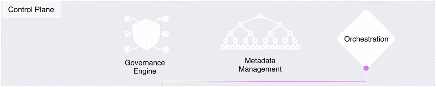 The image shows the simple control plane in a Data Developer Platform.