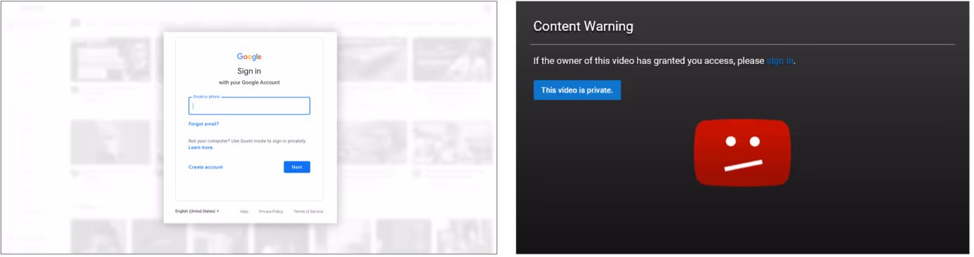 YouTube login for private-listed videos hampers customer experiences