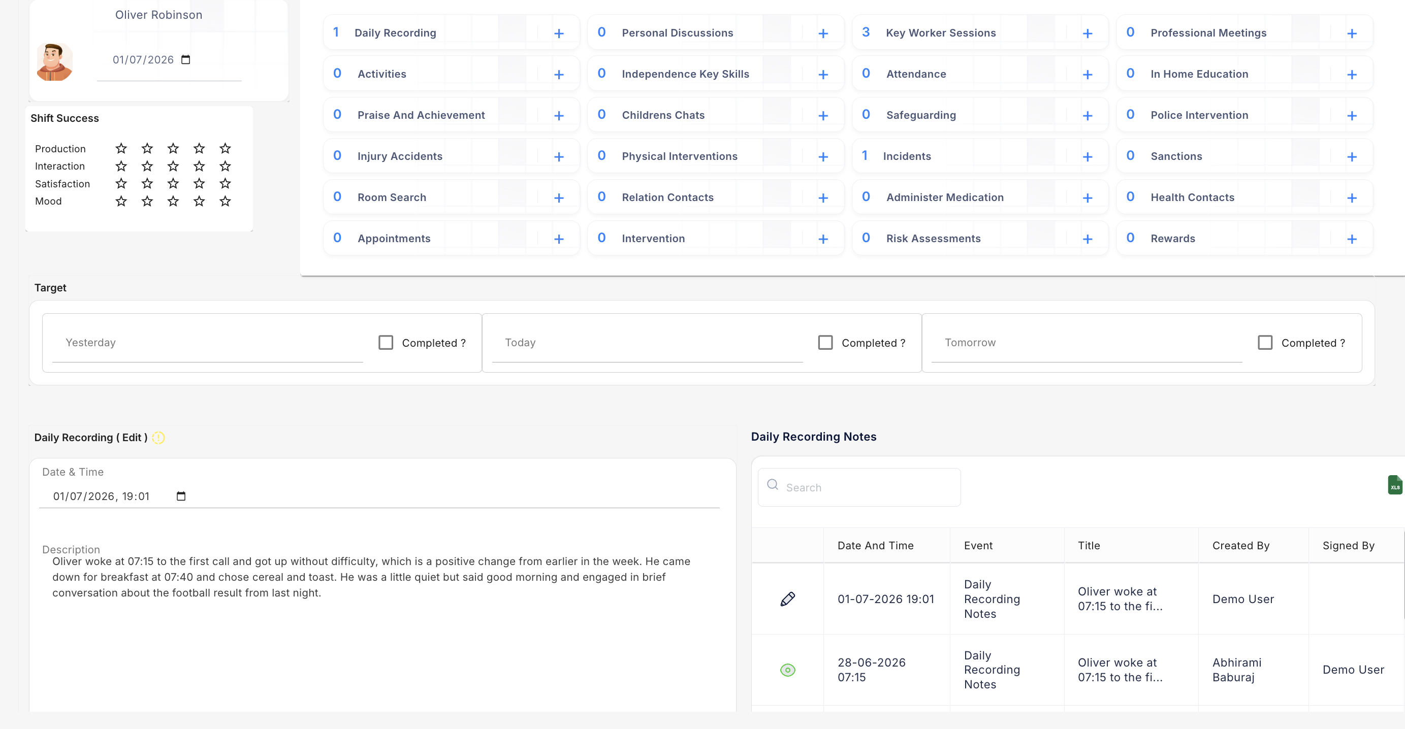 Digital daily care records in OVcare on any device with voice-to-text and shift ratings